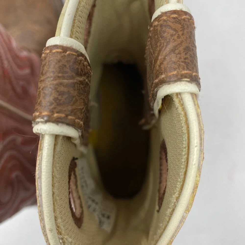 Durango Lil Durango Kids 8 Inch Western Boots Tan Pink BT287 Square Toe Size 11M
